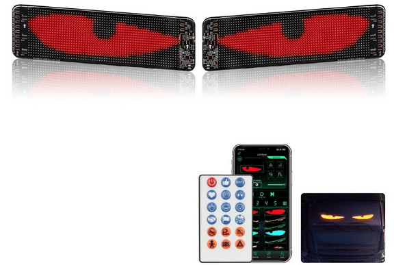 Set 2 piese Ecran Publicitar Flexibil 60×12 cm cu USB Ochi de diavol BT Ecran Colorat pentru Fereastra si Usa.